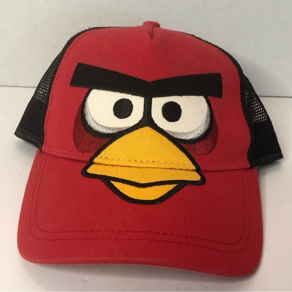 Angry Bird Adjustable Red and Black Mesh Baseball Trucker Cap Hat - Picture 1 of 4